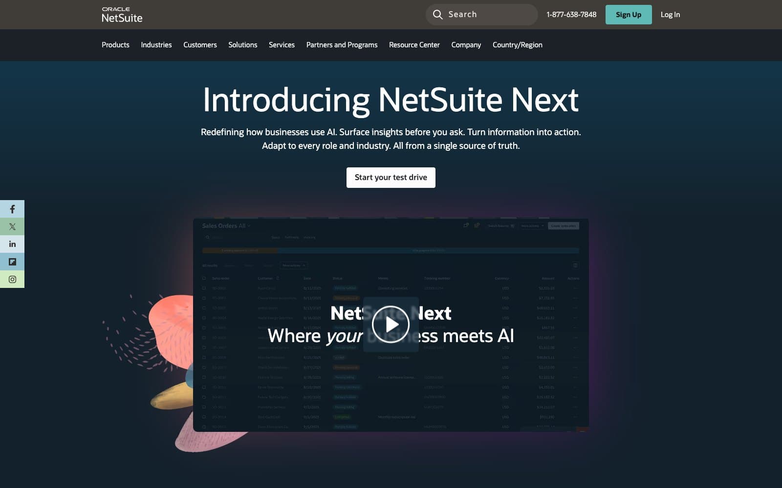The NetSuite artificial intelligence page